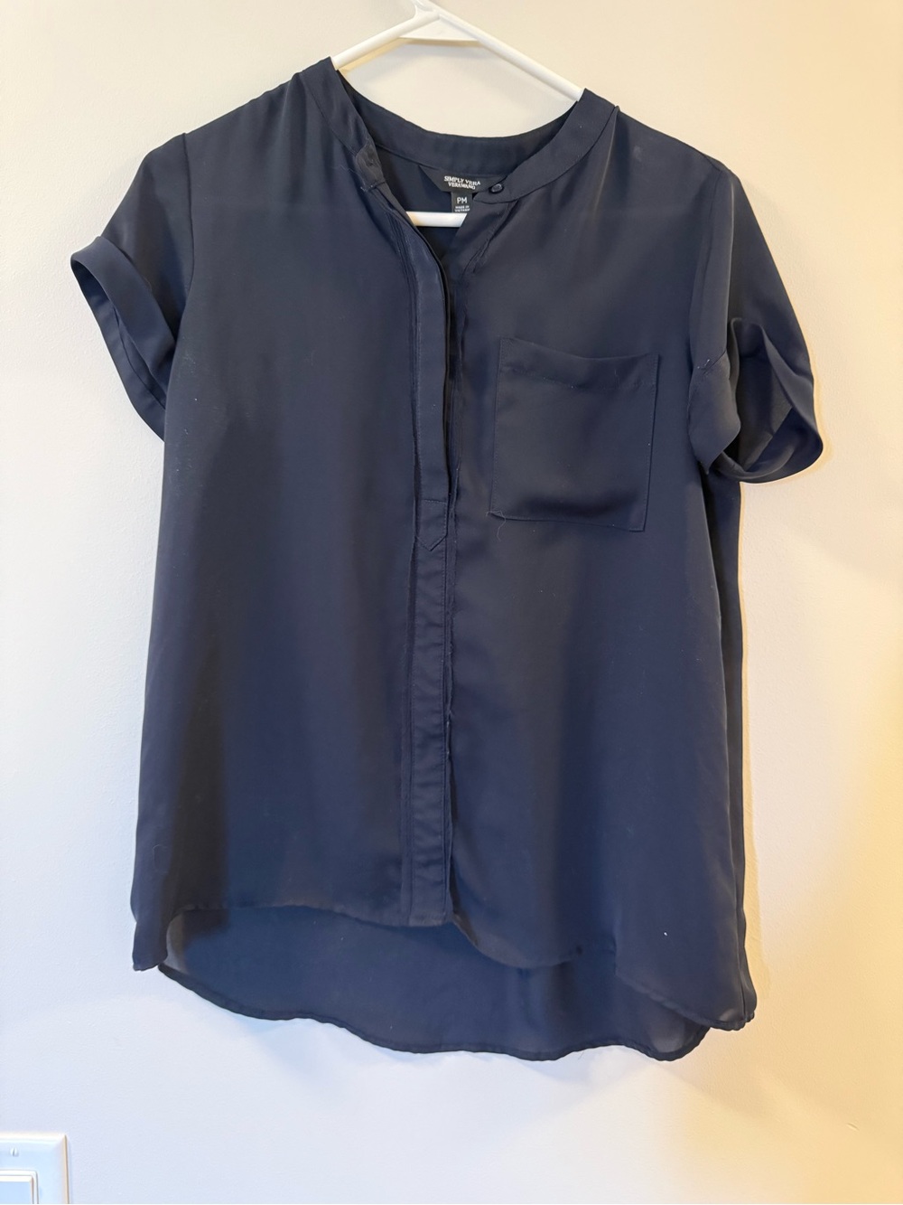 Simply Vera Vera Wang Navy Short-Sleeve Pocket Blouse
